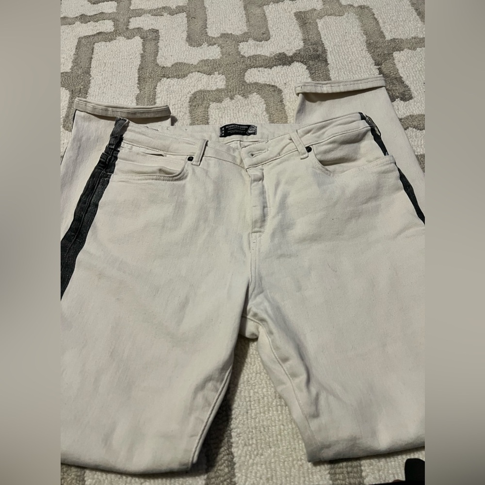 Scotch and Soda cream striped jeans